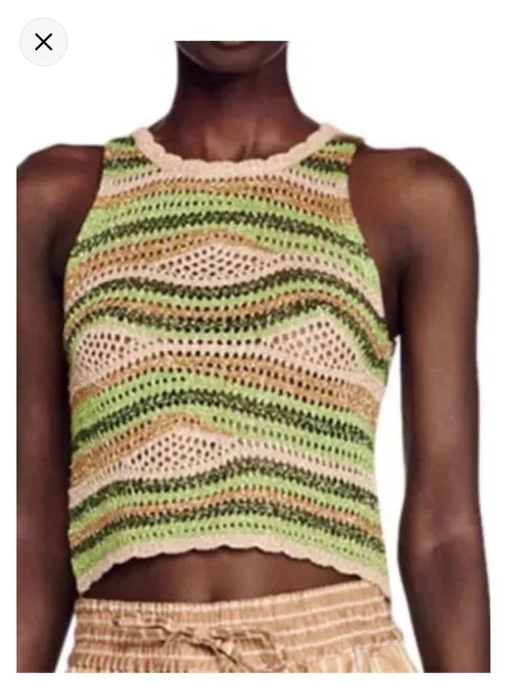 Sandro Stripe Crochet Crop Top